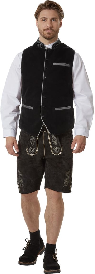 dressforfun - Authentiek Trachtenvest Noah - Tiroler Herengilet - Zwart - 50 - Oktoberfest Kleding Man - Herenkostuum - Verkleedkleding - Duitse Klederdracht - Carnavalskleding - Klederdrachtvest - Traditioneel Vest