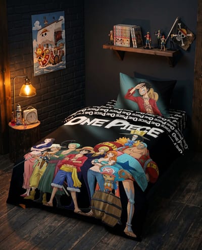 One Piece Beddenset 3 Stuks – dekbedovertrek 140x200 Polykatoen + Kussensloop 65x65 + Hoeslaken 90x200 Katoen