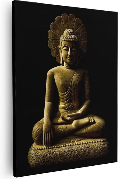 Artaza Canvas Schilderij Boeddha - 80x100 cm - Groot - Wanddecoratie Spiritueel - Muurdecoratie Woonkamer - Schilderijen Op Canvas