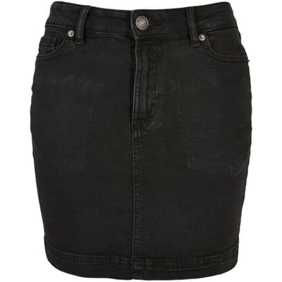 Urban Classics Minirok - Biologische Stretch Denim Minirok - 31 tot 34 - voor Vrouwen - zwart
