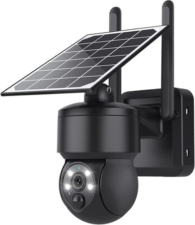 Beveiligingscamera Zonne-energie - Outdoor Camera - Woning Bewaken - 5MP Resolutie - 12000mAh Batterij - Zwart