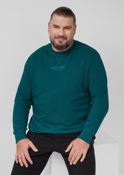 Warme sweatshirt met artwork logo recht afgesneden s.Oliver