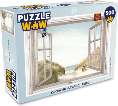 Puzzel Doorkijk - Strand - Fiets - Legpuzzel - Puzzel 500 stukjes