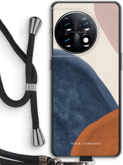 Case Company® - Hoesje met koord geschikt voor OnePlus 11 hoesje met Koord - Geo #1 - Telefoonhoesje met Zwart Koord - Bescherming aan alle Kanten en Over de Schermrand