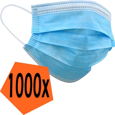 Mondkapje Blauw Wegwerp - Mondmasker Wegwerp Niet Medisch Mondkapje Blauw - Blauw Mondkapje Wegwerp Universeel - 1.000 Stuks