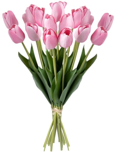 Atmosphera Kunst tulpen boeket Holland - 20x stuks - roze - real touch - kunst zijdebloemen - levensechte kunstbloemen