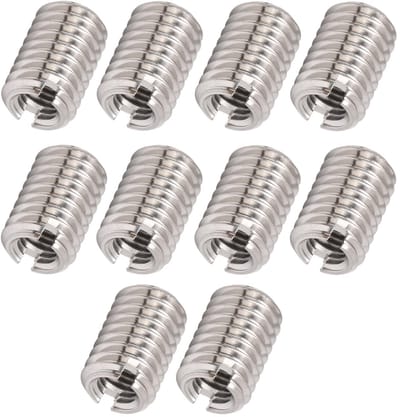 Dailygoods- Draadverminderende Moer 10 Stuks - Vrouwelijk M5 x 0,8 mm - Mannelijk M8 x 1,25 mm - Lengte 12 mm - RVS - Schroefreparatiegereedschap - Reparatiemoer