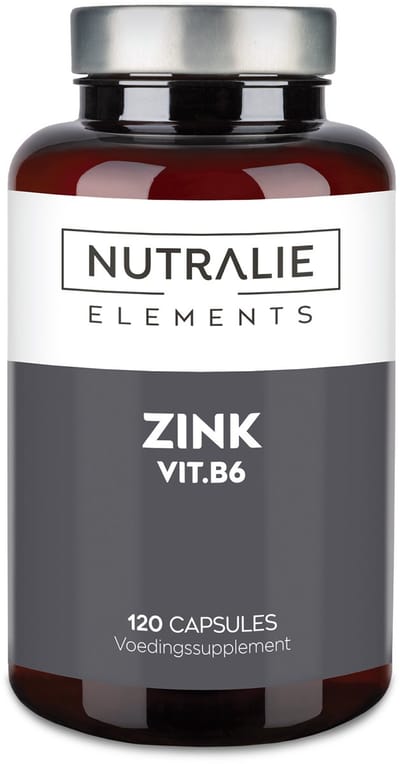 Nutralie Zink - 120 Capsules - Huid, Haar & Nagels Supplementen - Mannen en Vrouwen - met Vitamine B6 - Ondersteunt Immuunsysteem - Veganistisch