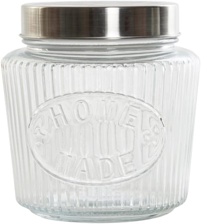 Excellent Houseware voedsel voorraadpot - bewaarpot - 1500 ml - glas - met metalen deksel - Voorraadbussen