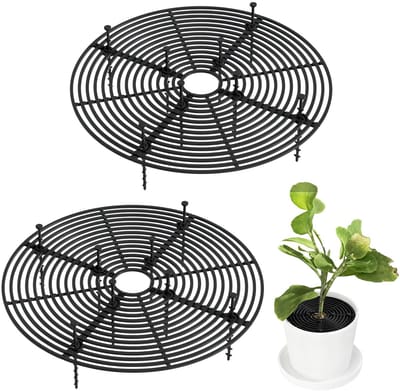 Plantenpothoes, bloempot bodembescherming, 2 stuks snijbare plantenhoes voor katten baby's, plastic plantenbakbeschermer voor huisdieren, bloempotten rooster voor kinderen en huisdieren (r
