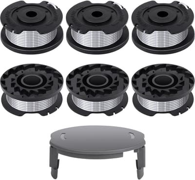 TOVBMUP 7 Stuks Grasmaaikoppen - Vervangende Spoelen geschikt voor Bosch Easy GrassCut 18-230 - Ø1.6mm x 4m - Geschikt voor Grasmaaien en Kantensnijden - ABS Materiaal - Incl. 6 Spoelen en 1 Afdekking