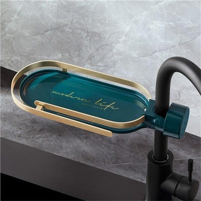 Support de rangement de robinetterie, support sec de tige de douche, égouttoir d'évier de salle de bains, porte-éponge de savon, porte-chiffon pour accessoires de cuisine black