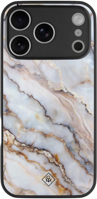 Casimoda® hoesje - Geschikt voor iPhone 17 Pro Max - Marble Dream - Luxe Hard Case Zwart - Backcover telefoonhoesje - Multi
