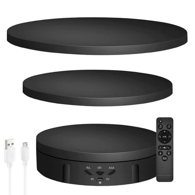 ZoeZo Draaiplateau Elektrisch 15/18/22 cm - Productfotografie - 360 Graden Draaischijf - Voeding via USB of 18650 Batterij - Afstandsbediening - Zwart