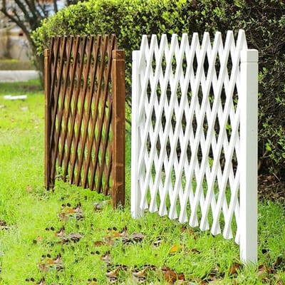 Decoratieve Houten Omheining - Tuinhek Scherm - Planten Ondersteunen - Uitschuifbaar Ontwerp - Verstelbaar 37-200cm - Bruin