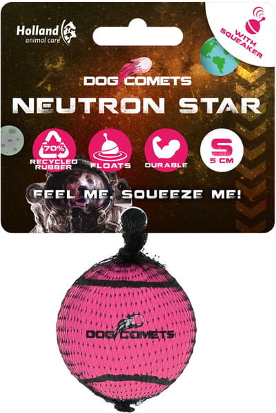 Dog Comets Neutron Star - Hondenbal met pieper - Ø 5 cm - Hondenspeelgoed - Tennisbal - Stuiterende tennisbal - Roze - 1 stuk