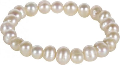 Zoetwater parel armband Round White - echte parels - wit - elastisch - luxe sieraden zakje - parel armband dames - wit parel armband - elastisch parel armband - zoetwaterparel