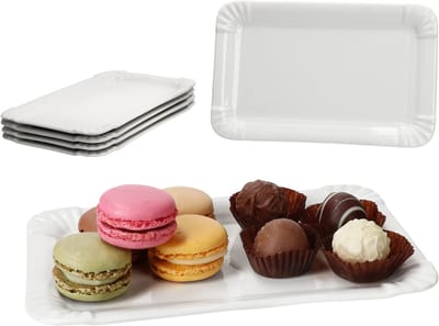 Set van 6 PUR papieren borden klein rechthoekig porselein wit - 24302118
