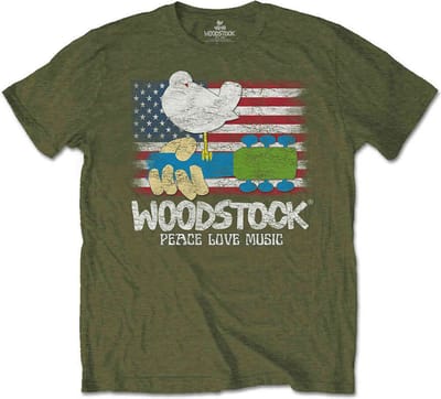 Woodstock Heren Tshirt -L- Flag Groen
