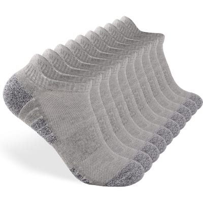 6-Pack Sportsokken voor Heren Dames Ademend Gedempt Atletische Enkelsokken Lage Sokken Buiten Sport Wandelen Hardlopen L - 10 packs gray