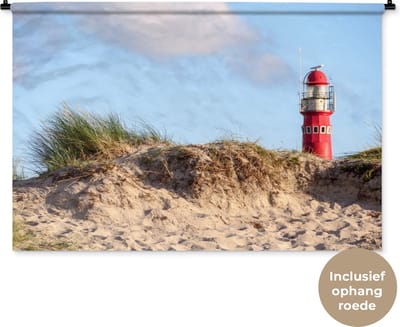 Wandkleed - Wanddoek - Strand - Vuurtoren - Duin - 150x100 cm - Wandtapijt
