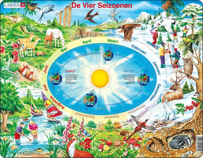 Larsen De seizoenen van het jaar – Puzzel – Ruimte & Wetenschap – Seizoenen – Educatieve legpuzzel voor kinderen – 44 stukjes – Gemaakt in Noorwegen – Extra dikke 2,5 mm stukjes – Tray met vaste rand