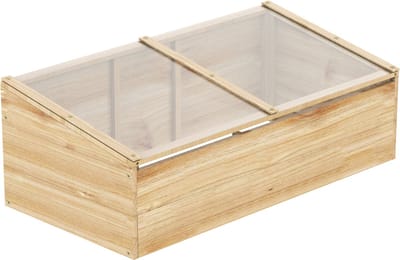 REDOM - Broeikas / Mini-Kas - Openklapbare Plantenpot & Bloempot - 100 x 50 x 35/26 cm - Met Schuin Dak & Polycarbonaat - Voor Zaaien, Kruiden & Jonge Planten - Buitenkas van Natuurhout - Naturel