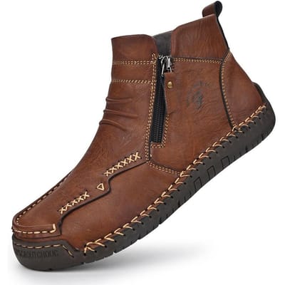 Leren Laarzen Heren Herfst en Winter Nieuw plus Maat High-Top met Fluweel Warme Sneeuwlaarzen Britse Stijl Zijrits Antislip 46 black