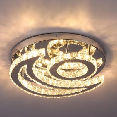 Moderne Maan Kroonluchter - Crystal Led Lamp - 40 cm - Moderne Plafondlamp - Woonkamerlamp - 3 Kleuren - Slaapkamer - Keuken - Maanvormig - 33W