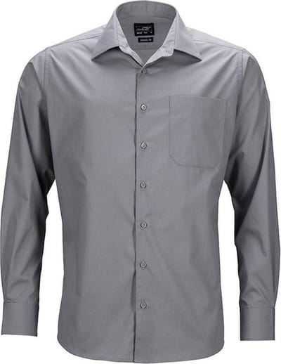 Daiber Heren Longsleeve Zakelijk Shirt (Staalgrijs)