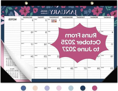 Bureaukalender 2025-2027 - Maandplanner Agenda - Langetermijn Planning - 120 g/m² Papier - 43 x 30 cm - Bloemen