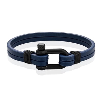 Mendes Dubbele Lederen Band - D-Shackle Royal-23cm