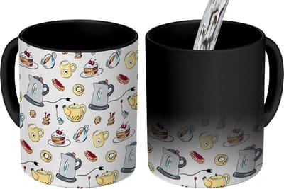 Magische Mok - Foto op Warmte Mokken - Koffiemok - Patronen - Thee - Taart - High tea - Magic Mok - Beker - 350 ML - Theemok