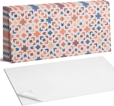 Coloray Plaktegels - Geometrische patronen in harmonie Wandtegel Zelfklevend - 60 cm x 30 cm - Beige Plaktegels - 6 stuks - Rechthoek PVC Tegels - Plaktegels Keuken - Zelfklevende Vloertegels Badkamer - Vinyl Tegels - Zelfklevende Wandtegels