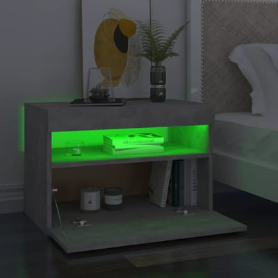 vidaXL - Nachtkastje - met - LED-verlichting - 60x35x40 - cm - betongrijs