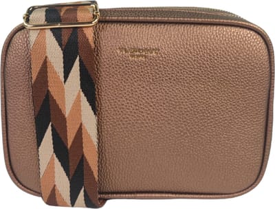 Flora&Co - Paris - Crossbody handtas - 2 vakken met rits - instelbare riem - bruin - lange riem 130cm