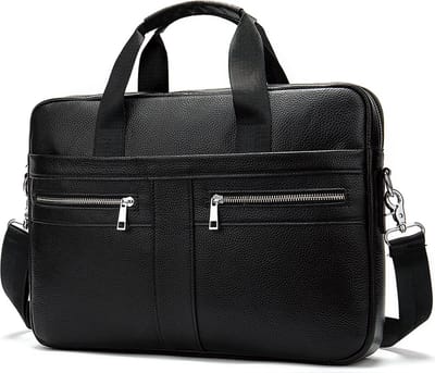 Laptop & MacBook Sleeve Laptoptas tot 17 inch Schoudertas Aktetas Heren Man Leren Tas Leder Zwart
