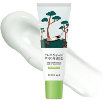 ROUND LAB Pine Calming Cica Mineraal Zonnebrandcrème SPF50+ PA++++ 40ml – Fysieke Zonnecrème voor Gevoelige Huid, Verzachtende UV-Bescherming met Cica Verzorging