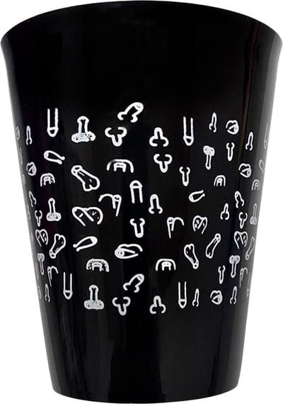 Zwarte Kunststof Beker 400 ml – Ondeugend & Humoristisch Penis patroon – Herbruikbaar en Stevig - 4 Stuks