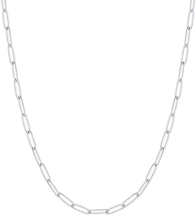 Dameshalsketting van roestvrij staal/verguld, paperclipketting, 3 mm, lengte 35 cm/40 cm/45 cm/50 cm/55 cm/60 cm