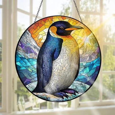 Handgemaakte Raamdecoratie van Gekleurd Glas - Dieren Motief voor Tuin, Binnen en Buiten, Perfect voor Feestdagen, 20 x 20 cm