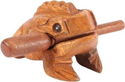 Houten Kikker Güiro - Percussie Instrument - Muziek Maken - Realistisch Kikker Geluid - 8.8 cm - Natuurhout