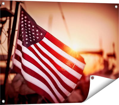 Gards Tuinposter Amerikaanse Vlag - Verenigde Staten - 80x60 cm - Tuindoek - Tuindecoratie - Wanddecoratie buiten - Tuinschilderij