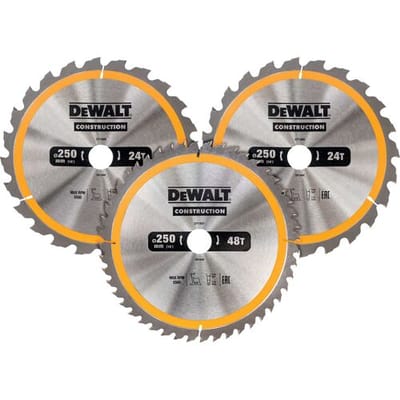 DeWALT DT1963 Cirkelzaagbladen Set 250mm (24T/24T48T 250 x 30mm)
