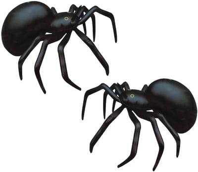 Opblaasbare spin - 2x - Zwarte Weduwe - van 88 cm - zwart - Horror thema of Halloween - feest versieringen