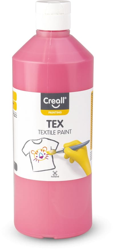 Creall Tex - Textiel- & Stoffenverf - Roze - 500ml - Machine wasbaar na fixatie - Voor T-shirts, jeans, schoenen, stoffen tassen, meubels en auto-interieurs/hemelbekleding - Gemaakt in NL - Glutenvrij