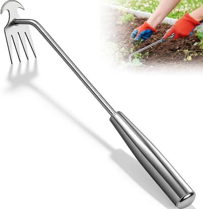 Multifunctionele onkruidwieder 30 cm met 4 klauwen voor effectief graven en verplanten, ideaal tuingereedschap voor onkruidbestrijding en bodemverbetering