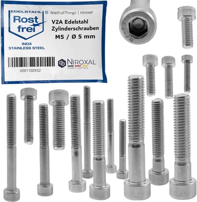 Zeskantige schroef M5 x 50 - V2A roestvrij staal - 22 mm gedeeltelijke draad - ideaal voor stevige verbindingen - ShopVlot