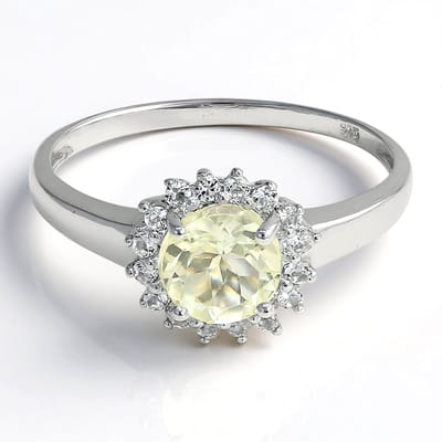 Cavill - 925 Sterling Zilver Ring met 0,76 ct Orthoklaas & 0,18 ct Witte Topaas - Modern Elegant Design - Edelstenen Madagaskar & Brazilië