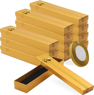 12 Stuks Sieraden Geschenkdozen - Kraft Papier, Schuim en Fluweel Inleg - Perfect voor Kettingen, Oorbellen en Ringen